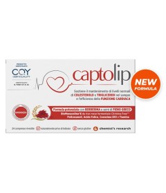 Captolip NEW FORMULA - Integratoe alimentare per il colesterolo e i trigliceridi-  Formato 24 compresse 