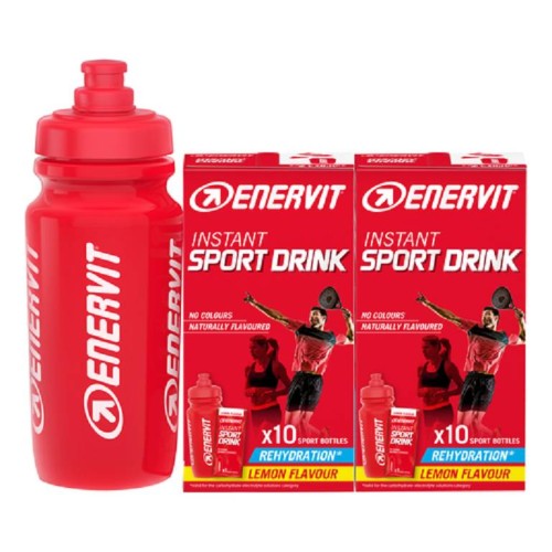 Enervit Sport Instant Sport Drink bevanda isotonica - Promo Bipack 10 Buste Cadauno + 1 Borraccia da 500 ml 