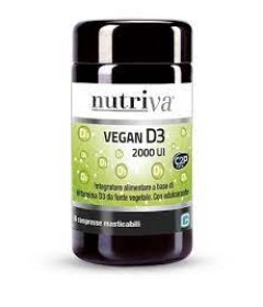 Nutriva Vegan D3  2000UI - Integratore alimentare a base di vitamina D3 - Formato 60 compresse 