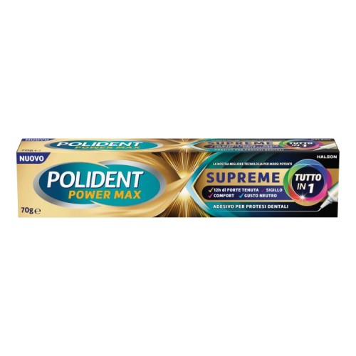 POLIDENPolident power max supreme tutto in 1 crema adesiva protesi - Maxi tubo 70 g POLIDENPolident power max supreme tutto in 1 crema adesiva protesi - Maxi tubo 70 g