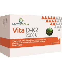 Vita D-K2 - Integratore alimentare per il sistema immunitario e il mantenimento delle ossa - Formato 60 compresse 