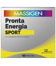 Massigen Sport Pronta Energia - Integratore alimentare indicato per il recupero energetico in caso di intensa attività fisica e sportiva - Formato 12 buste 