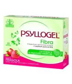 Psyllogel Fibra Fragola - Integratore alimentare di fibra di psyllium pura -Formato 20 bustine