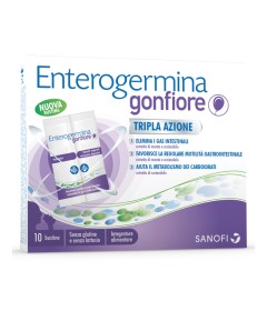 Enterogermina gonfiore - Integratore alimentare per favorire le funzioni digestive e l'eliminazione dei gas e contrastare il gonfiore addominale  -  Formato 10 bustine bipartite 
