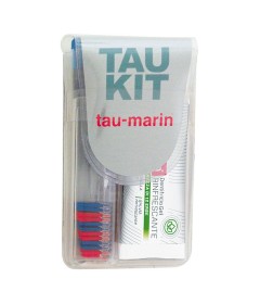 Tau Marin kit da viaggio con spazzolino richiudibile a setole dure e dentifricio rinfrescante travel size