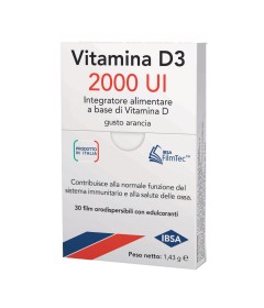 Vitamina D3 ibsa 2000 UI - Integratore alimentare a base di vitamina D - Formato 30 film orodispersibili